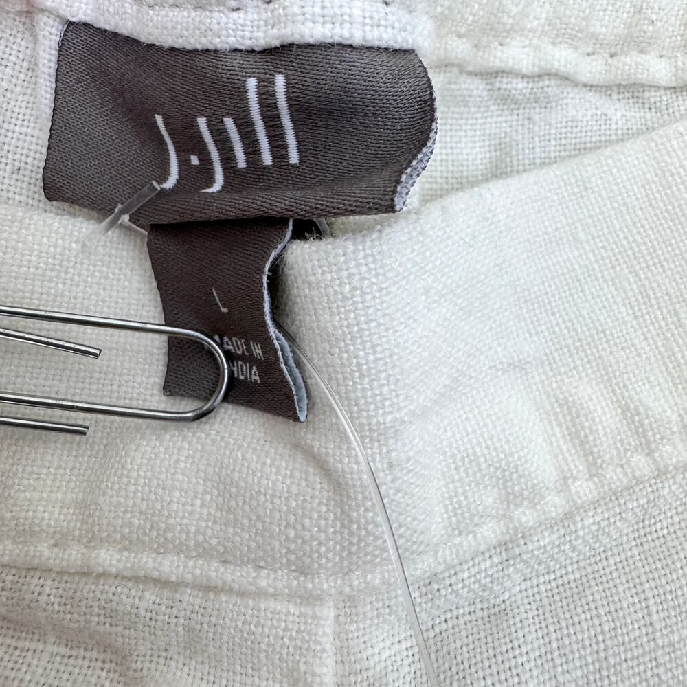 J. Jill Womens Wide Leg 100% Linen Pants Size L Summer Beachy Comfy Vaca White - Picture 2 of 4
